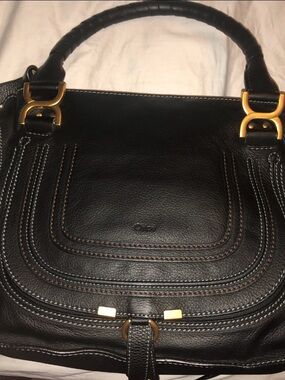 Chloe Medium Marcie Black Leather Satchel